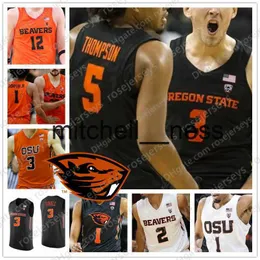 MIT8 Custom Oregon State Beavers Basketball Black Orange White أي اسم 3 Tres Tinkle 20 Gary Stephen Thompson Payton Scott Howard Jersey