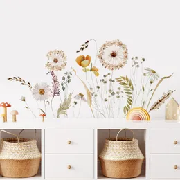 Boho suluboya kurutulmuş pampas çim çiçek bitkileri duvar çıkartması vinil diy çıkartmalar duvar sticker çocuk odası oturma odası ev dekor