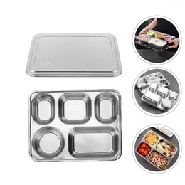 Geschirr-Sets Edelstahl Lunchbox Erwachsene Snackteller Verdicktes Geschirr Kantine 28X22CM Silber Restaurant Fast Tray Baby