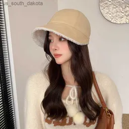 Cokk Winter Buckte Hat Women Женщины с двусторонней шерстяной шляпой шляпы женская осенняя зимние шляпы для женщин сохраняют теплые повседневные Gorro New L230523