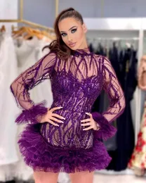 2023 Purple Sheath Sexig Graduation Dress SEBRED SOTA CORST MINI HOMECOMING Party Formell cocktail prom Glänningar klänningar ZJ406