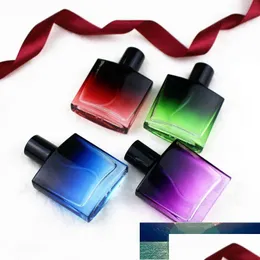 Packing Bottles 10Pcs/Lot 30Ml Colorf Square Glass Per Bottle With Sprayer Refillable Empty Travel Spray Cosmetic Container Drop Del Dhhjb