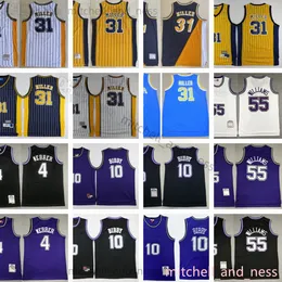 후퇴 농구 유니폼 31 레지 레트로 밀러 스티치 저지 10 Mike Bibby 55 Jason 10 Mike Williams Bibby