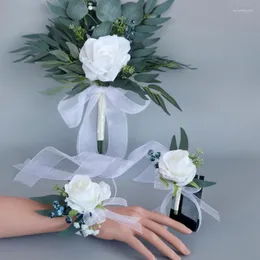 Kwiaty dekoracyjne sztuczny bukiet kwiatowy ręczny liście róży Dekoracje zapasy dla pary żona dziewczyna urodziny
