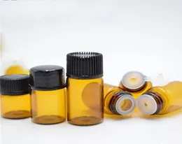 Flacons de bocaux de bouteille de boule de rouleau d'ambre de verre vide de 1 ml avec le chapeau pour les bouteilles d'huile essentielle de parfum cosmétique5853237