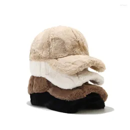 Casquettes de balle coréen hiver extérieur épaissi couleur unie décontracté en peluche casquette marée femmes maintien au chaud Imitation cheveux Baseball chapeau Gorras