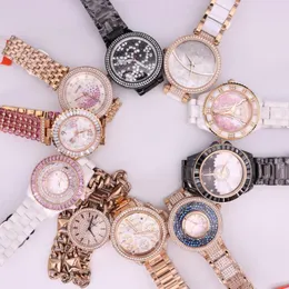 Wristwatches SALE!!! Discount Davena Ceramic Crystal Rhinestones Lady Men's Women's Watch Japan Mov't Hours Metal Bracelet