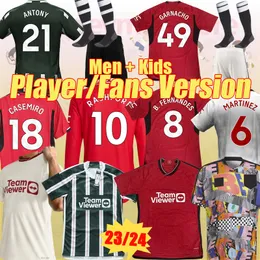 Topp Sancho 22 23 Soccer Jerseys Rashford 23 24 fans Player Version Fernandes Mans Utds Antony Casemiro Love Football Shirt Women Kids Kit