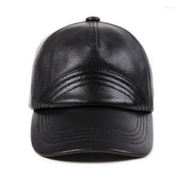 Ballkappen 2023 Herbst Herren Kaltfest Warme Schaffell Leder Baseballmütze Natürliche Hüte Snapback Marke Sport für Männer