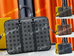 Män Luxurys Designer Portföljsäckar Porte Dokument Voyage Man Tote Bag Axel Designers Totes Damier Graphite äkta läderhandväskor 4 färger 37 cm crossbody
