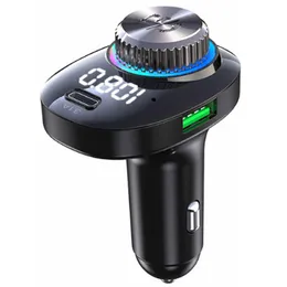 새로운 다채로운 조명 Bluetooth FM 송신기 22.5W USB 슈퍼 빠른 충전기 핸즈프리 자동차 자동차를위한 MP3 플레이어