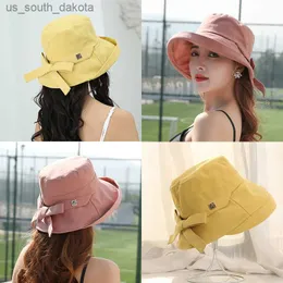 2021 Ny sommarhatt Panama för kvinnor Visor Sun Protection UV Bucket Hat Beach Panama Women Bucket Hat Solid Hat Collapsible L230523