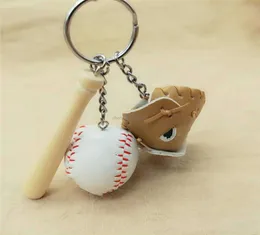Sport Baseball Gloves keychain Wood Baseball Bat keyring keychain Key Rings holder Bag Hangs Fashion Jewelry3778059