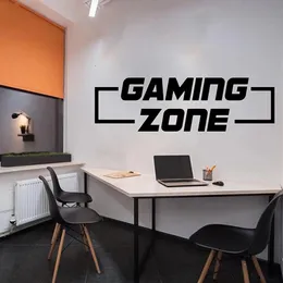 Adesivo de parede Gaming Zone Video Game Sala de jogos Quarto Gaming Zone Gamer Xbox Ps4 Quote Decalque de parede Decoração de vinil para quarto infantil
