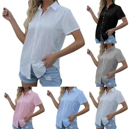 Damenblusen, einfarbige Bluse für Damen, kurze T-Shirts mit V-Ausschnitt, Hemdärmel, Damen-Flanellkleid mit Gürtel