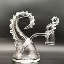 Master Piece Bong in vetro inebriante Piedini di polpo da 5,2 pollici Tubo per acqua trasparente Gorgogliatore Tubo per fumo da 10 mm Giunto femmina con coperchio Per e tappo