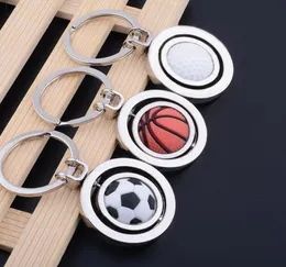 Fashion Creative Men039S World Cup Sports Basketball Soccer Key Chain Mini Simulation Rotating KeyChain Men Key Ring3077114