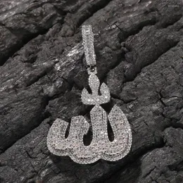 Pendant Necklaces 2023 Arabic Script Iced Out Bling Necklace Mirco Pave Prong Setting Rock Rapper Fashion Hip Hop Jewelry BP245