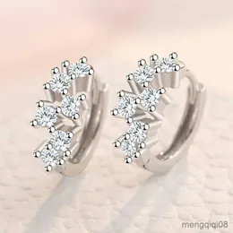 Charm New Real Sterling Silver Crystal Circle Earring för kvinnor som gör smycken gåva bröllopsfest R230605