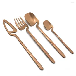 Servis uppsättningar 4st Rose Shiny Cutrow Set Silverware Knife Fork Spoon Table Resear Stainless Steel Flatware Kök Middag