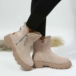Boots 2022 Thick Plush Snow Boots Women Faux Suede Non-slip Winter Boots Woman Keep Warm Cotton Padded Shoes Platform Ankle Booties Z0605