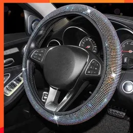 Cobertura de volante de carro novo com strass com cristal diamante espumante carro SUV elástico protetor de volante adequado para veículo de 38 cm