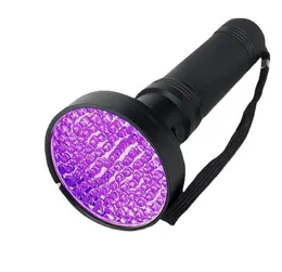 100 LED UV -ljus ficklampa lila stråle aluminiumlegering fackla bärbar utomhusvattentät multi -funktion ficklampor pengar detektorlampa
