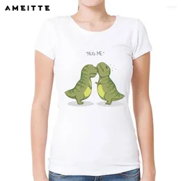 Women's T Shirts Funny Cute Dinosaurs Hug Me Shirt Women/Ladies Custom Animal Printed Summer Casual O-Neck Short Sleeve Tops Tee