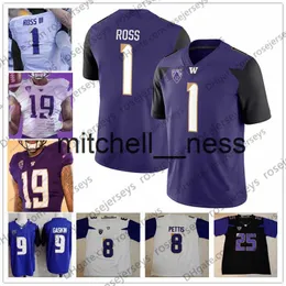 MIT8 Washington Huskies #1 Warren Moon John Ross III 6 Desmond Trufant 10 Jake Locker 21 Marcus Peters Black Purple White Reited Football Jersey