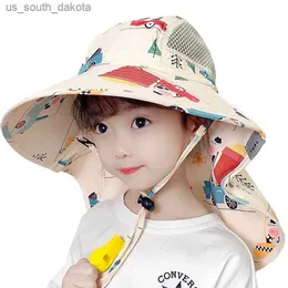 Summer Baby Hat Big Brim Bucket Hats For Boys Girls Sun Cap Children Panama Outdoor Beach Sun Hats With SHL L230523