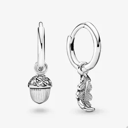 Acorns and Leaves Pendant Hoop Earrings for Pandora Authentic Sterling Silver Party Earring Set designer Jewelry For Women Wedding earring with Original Box