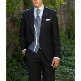 Men's Suits For Men Wedding Elegant Costume Hombre Fashion Luxury Balck Single Breasted Peaked Lapel Groom Slim Fit Custom Made