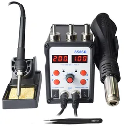 Warmtepistool Eruntop 8586D Double Digital Display Electric Soldering Irons +Hot Air Gun SMD Rework Station Upgraded from 8586