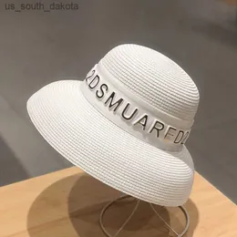 Bucket Hat Flat Top Letters Summer Ladies Hat Ladies Str Hat Fedora Hat British Style Men and Women Hat Letters Panama L230523