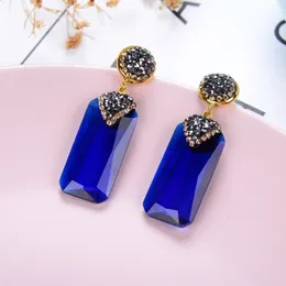 Dingle ljuskrona svart dingle drop örhängen 12 färg högkvalitativ fyrkantig mode kristallörhänge för kvinnor smycken tillbehör 230603