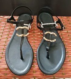 Franska mode märke nya damer sandaler kvinnor flip-flops kvalitet sandaler sommar strand tofflor mode 2c brev grafisk kanal casual platt botten designer skor