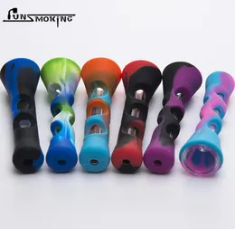 Mini Silicone Glass Hand Pipe With Glass Tube Horn Fda Herb Smoking Pipes Cigarette Filter Tobacco Hand Tool Colorful 5453976980