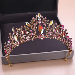 Wedding Hair Jewelry Baroque Vintage AB Colors Crystal Wedding Crown for Princess Bridal Diamond Tiaras Headband Ball Pageant Flower Hair Jewelry 230605
