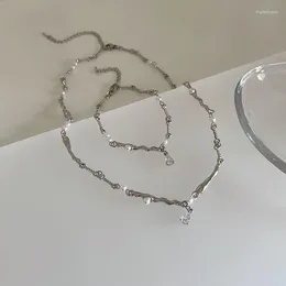 Kedjor Ropuhov 2023 Oregelbunden metallpärl Zirkonhalsband Armband Set Design Personlig enkel temperament Kolkedja för kvinnor