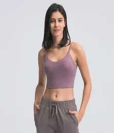 L083 Donna Yoga Canotte Reggiseno sportivo Outfit VShape Neck Shirts Gym Vest Fitness Top Intimo sexy con pettorina rimovibile Lady 9652001