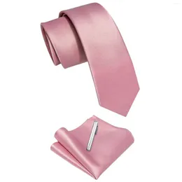 Papillon Romantico Rosa Solido Cravatta Per Uomo Camicia Gilet Accessori Moda Uomo Slim Cravatta Corbatas Para Hombre Pocket Square Regali