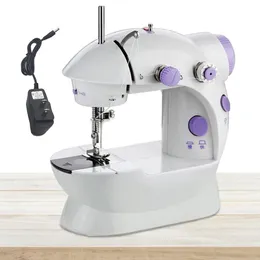 Machines Mini Sewing Machine With Light Portable Household Nightlight Foot Pedal Electric Battery Straight Line Hand Table Two Thread Kit