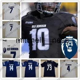 MIT8 Custom Old Dominion Football Any Name Number Navy Blue Black White 1 Kesean Strong 4 Stone Smart 5 Steven Williams Odu Ncaa Jersey