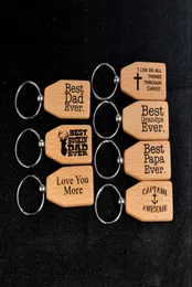 Wooden Keychain Papa Dad Grandpa Love you Ever wood Keychain Keyrings Ring Holder tag Family Member JewelryP1679759
