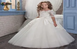 2019 New Lace Arabic Flower Girl Dresses for Weddings Tulle Baby Girl Communion Dresses Children Girl Pageant Gown7925593
