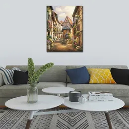 Handmade Contemporary Seascape Wall Art Village Court Sung Kim Canvas Painting Landscape Artwork Bathroom Decor