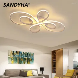 Ceiling Lights SANDYHA Lamps Modern Luxury Dimmable Aluminum Body Curved Led Light For Living Room Bedroom Lampara Techo Para Quarto