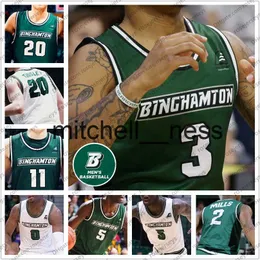 MIT8 Custom Binghamton Bearcats 2020 Basketball #3 Sam Sessoms 20 George Tinsley 2 Brenton Mills 5 Pierre Sarr Men Młodzież Kid Ncaa Jerseys 4xl