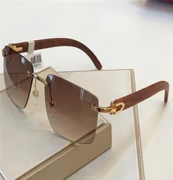 New fashion design sunglasses 1657111 square frameless wooden leg temples top quality summer protection style uv 400 lens1157801