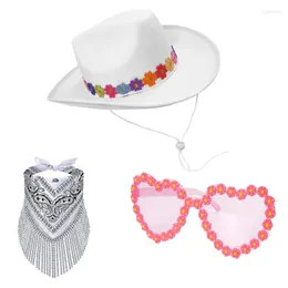 Berets Sunglasses & Top Hat Scarves Set Musical Festival Women Costume Party Props